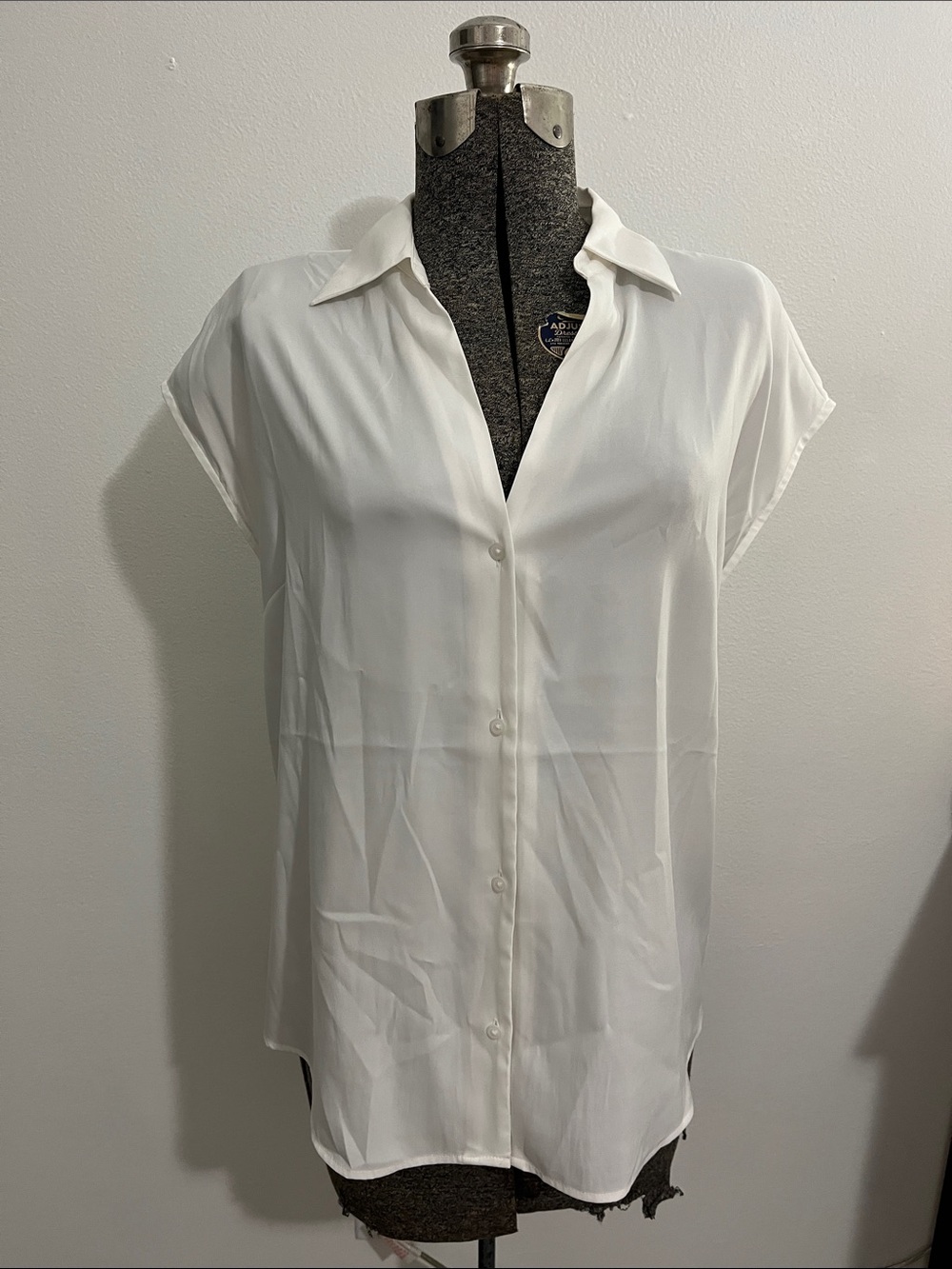 Express White Short-Sleeve Button Down Blouse